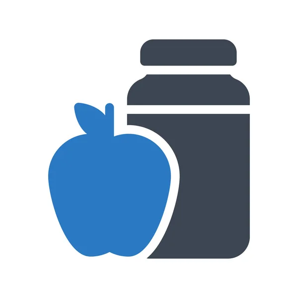Apple Jar Glyph Color Vector Icon — Stock Vector