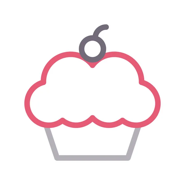 Muffin Dunne Kleur Lijn Vector Pictogram — Stockvector