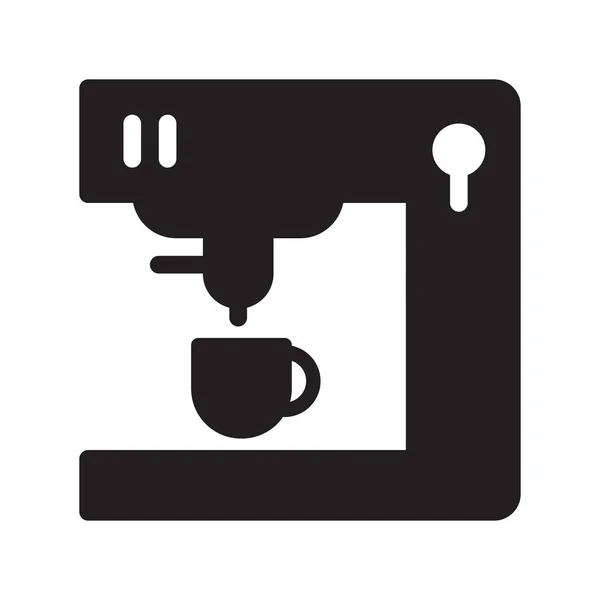 Kahve Makinesi Glyph Düz Vektör Simgesi — Stok Vektör