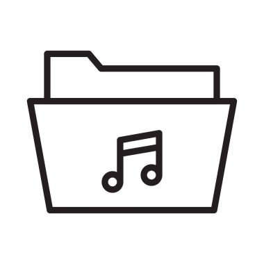 müzik klasörü ince çizgi vektör simge