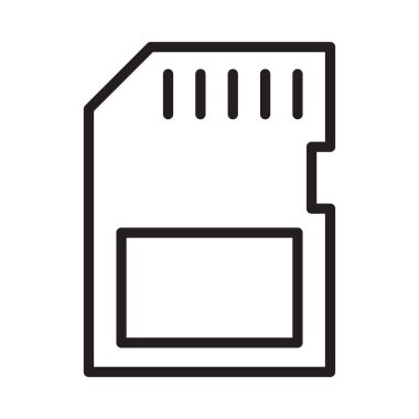Hafıza kartı ince çizgi vektör simgesine