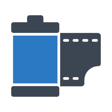 Kamera reel glif simge renk vektör