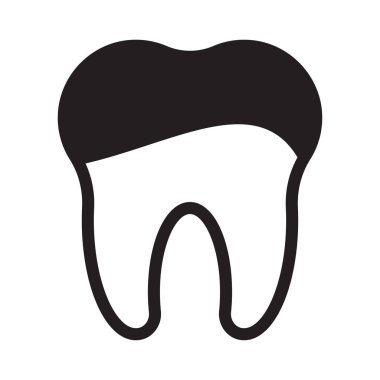 Düz diş glif simge vektör