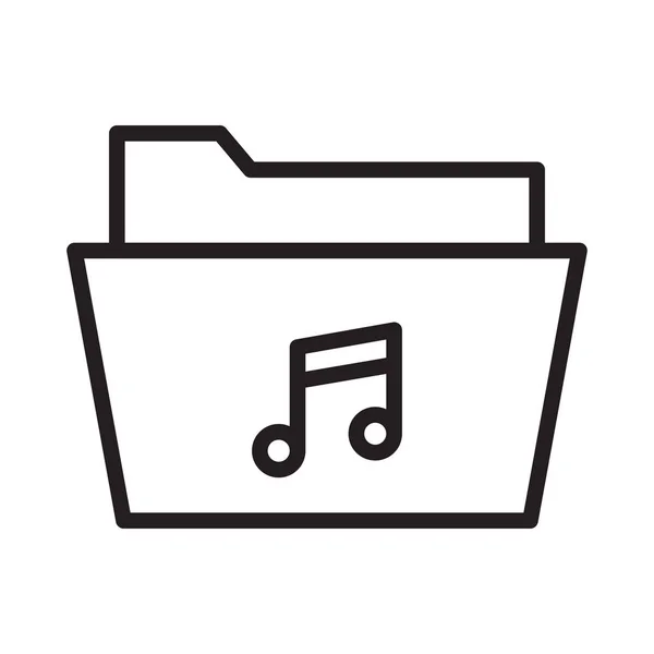 Carpeta Música Delgada Línea Vector Icono — Vector de stock