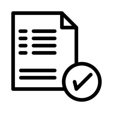 onaylı dosya ince çizgi vektör simgesi