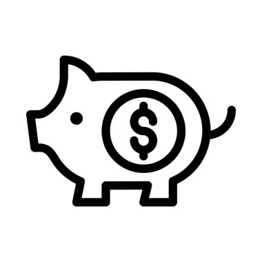 Piggy Bank İnce Hat Vektörü Simgesi