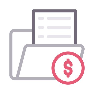 dolar klasör çizgi renk simge vektör