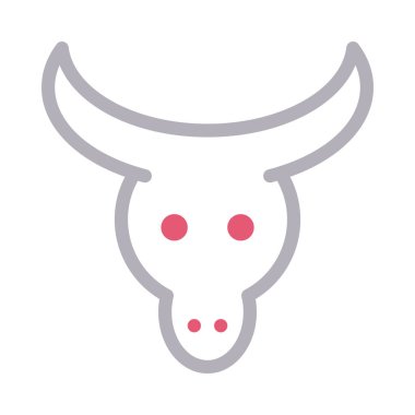 Bull ince çizgi renk simge vektör