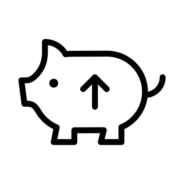 Upload Piggy Ícone Vetor Linha Fina — Vetor de Stock