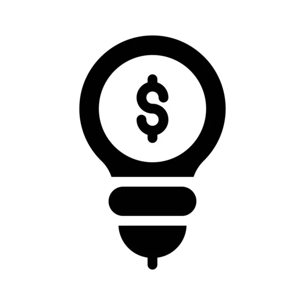 Dollar Lamp Glyph Platte Vector Icon — Stockvector