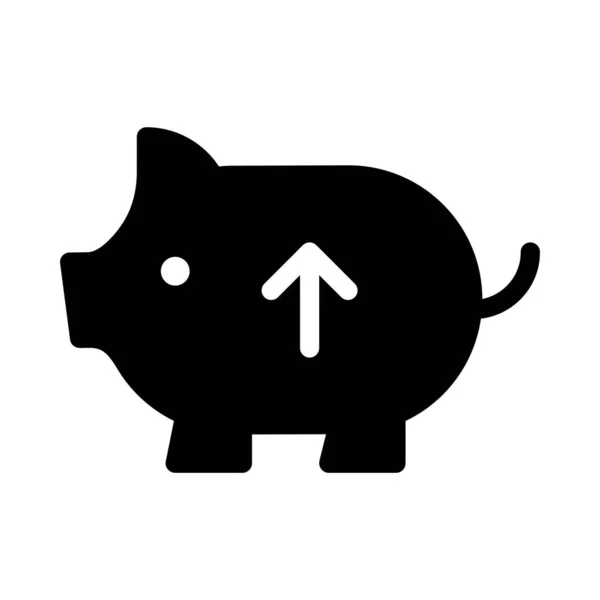 Upload Piggy Glyph Flat Vector Icon — Stock Vector