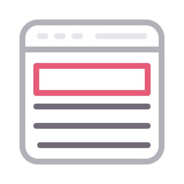 web sayfası ince renk çizgisi vektör simgesi