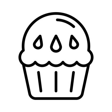 cupcake ince çizgi vektör simgesi
