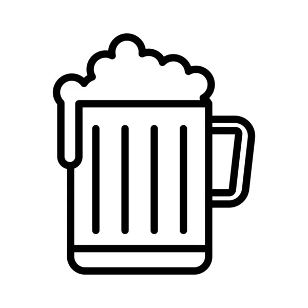 Bier Dunne Lijn Vector Pictogram — Stockvector