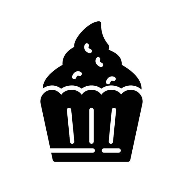 Muffin Glyphe Plat Vecteur Icône — Image vectorielle