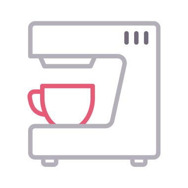 kahve makinesi ince renk çizgisi vektör simgesi