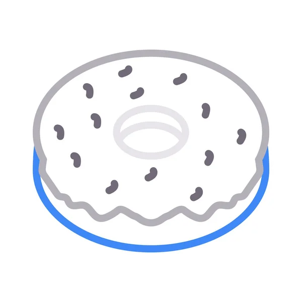 Donut Thin Color Line Vector Icon — Stock Vector