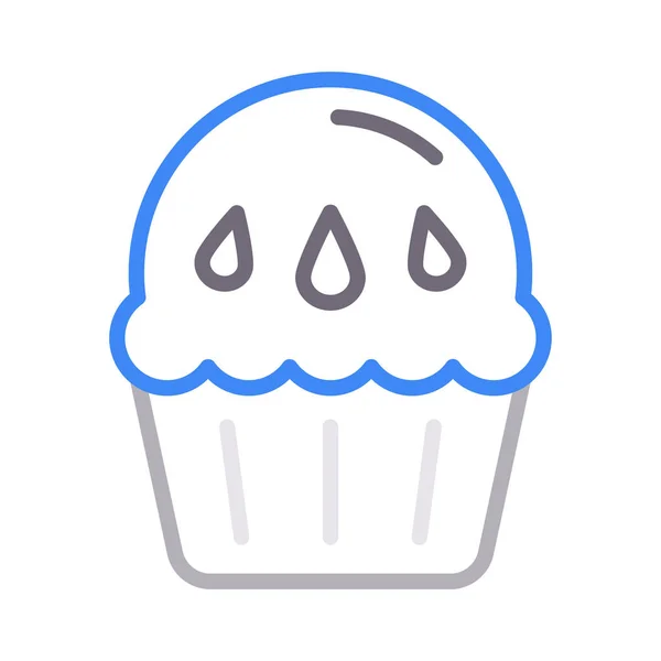 Cupcake Dünne Farbe Linie Vektor Symbol — Stockvektor