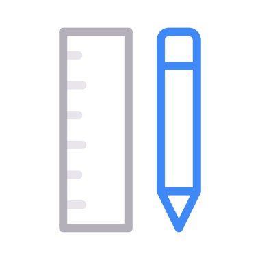 Cetvel Kalem rengi çizgi vektör simge