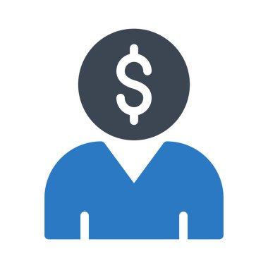 dolar profil glif renk vektör simgesi