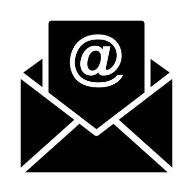 açık e-posta glif düz vektör simgesi