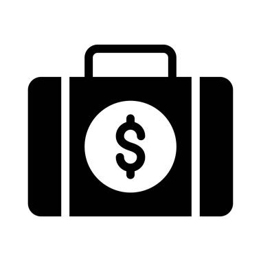 dolar düz çanta glif simge vektör