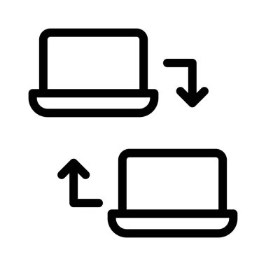 veri aktarımı ince çizgi vektör simgesi