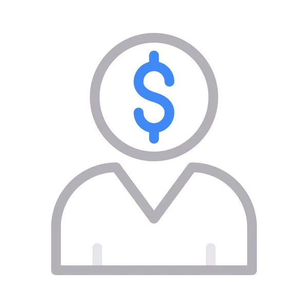 Dollar Profile Color Line Vector Icon — Stock Vector