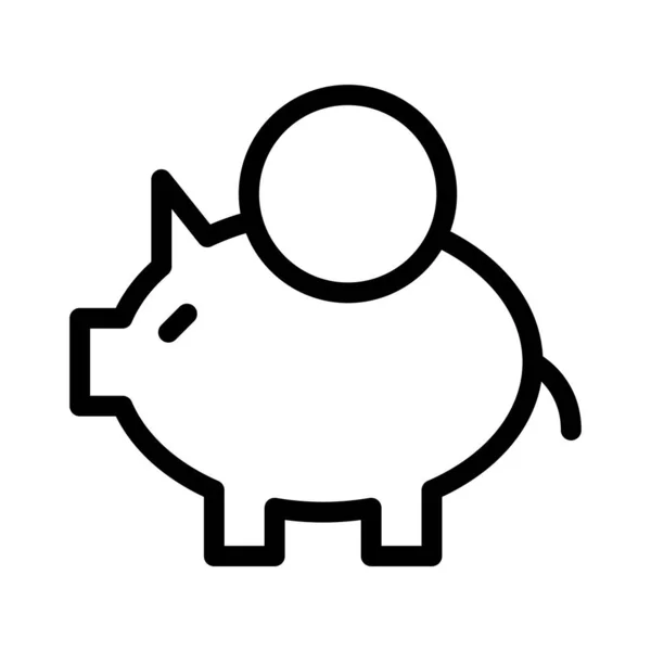 Piggybank Thin Line Vector Icon — Stock Vector