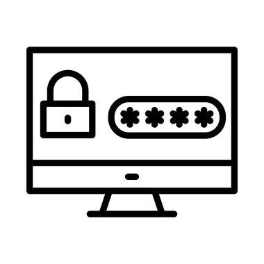 kilit ince çizgi vektör simgesi