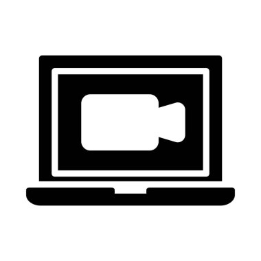 Kamera glif düz vektör simge