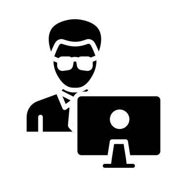 öğretmen glyph düz vektör simgesi