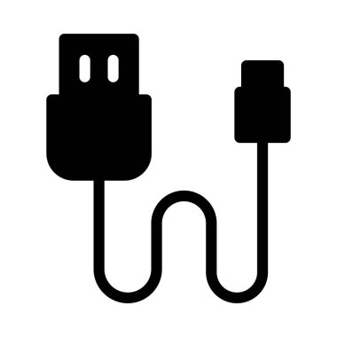 USB glif düz vektör simgesi