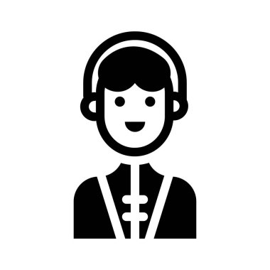 düz kız glif simge vektör