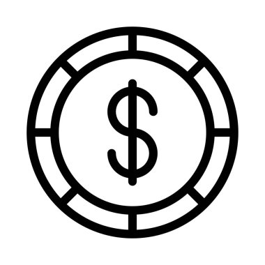 madeni para ince çizgi simgesi