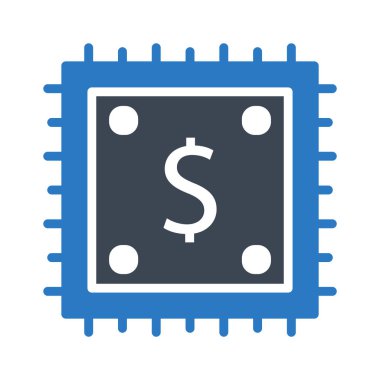 işlemci glyph renk vektör simgesi