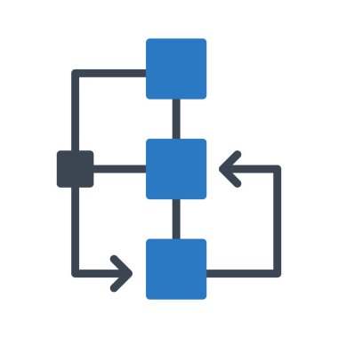 akış şeması glyph renk vektör simgesi