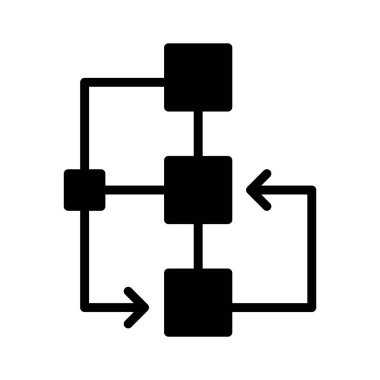 akış şeması glyph düz vektör simgesi