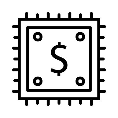 işlemci ince çizgi vektör simgesi