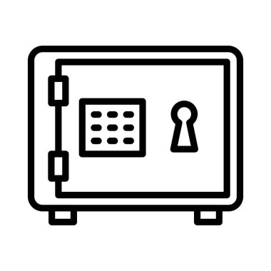 güvenlik kutusu ince çizgi vektör simgesi