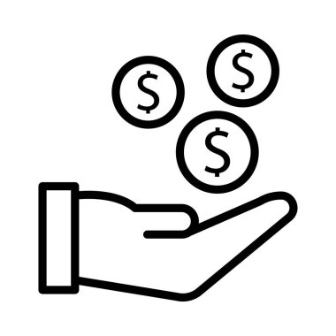 Doları ince çizgi vektör simgesi