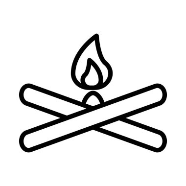 şenlik ateşi ince çizgi vektör simge