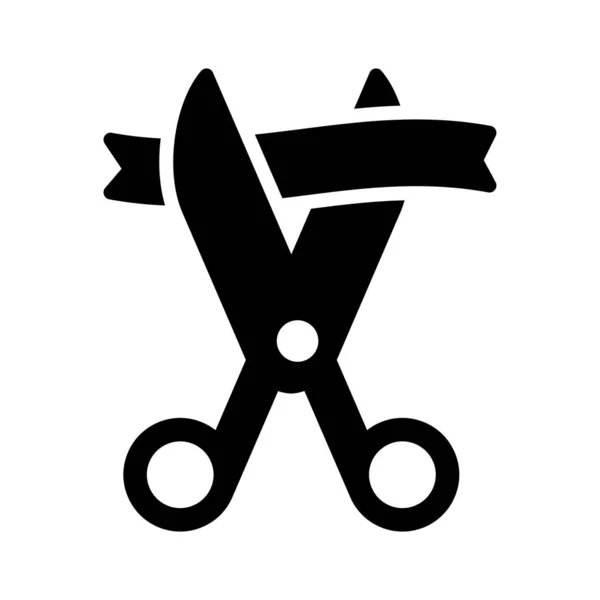 Schere Glyphen Flachen Vektor Symbol — Stockvektor