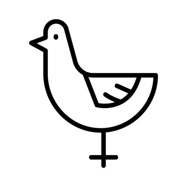 Pollo Línea Delgada Vector Icono — Vector de stock