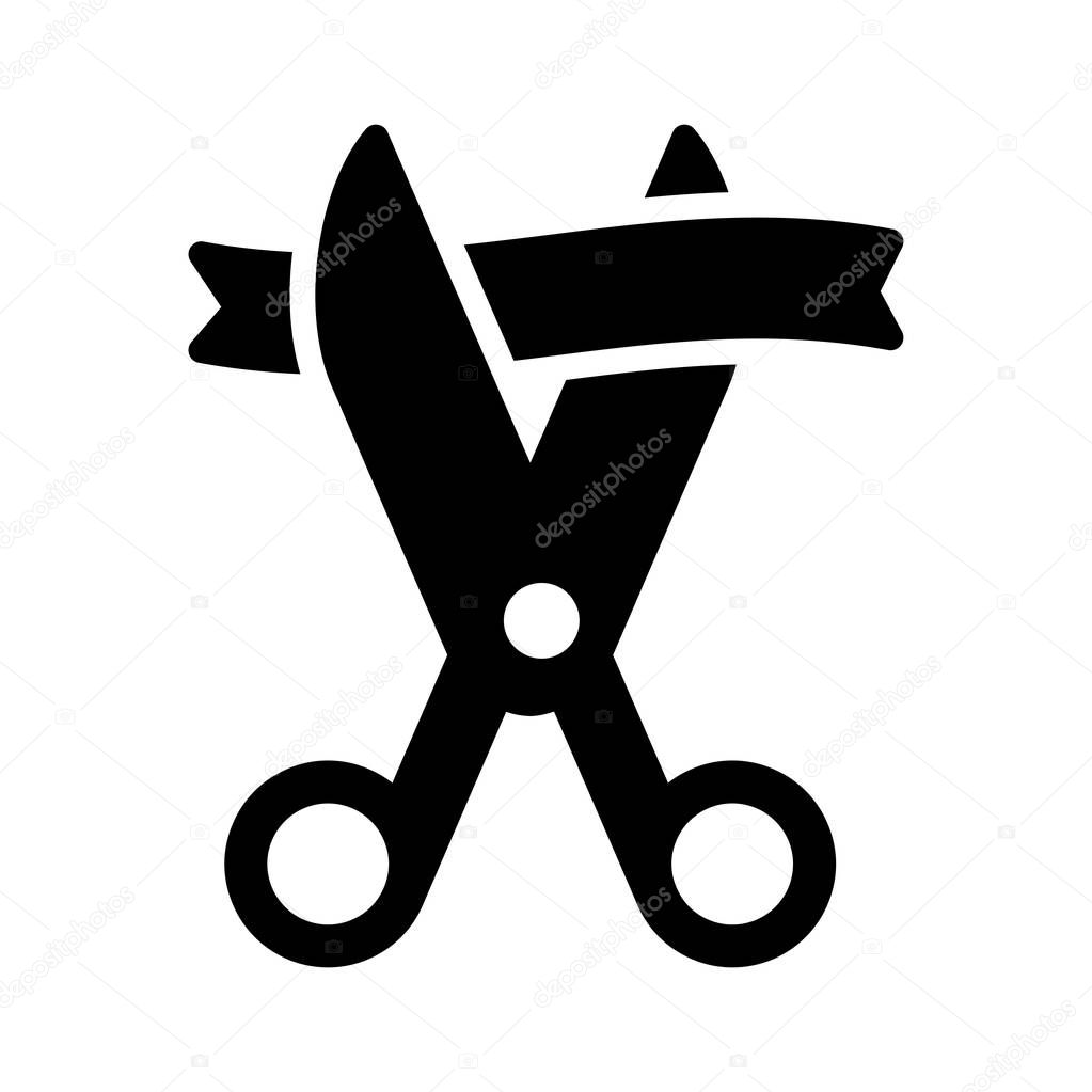 Scissor glyph flat vector icon
