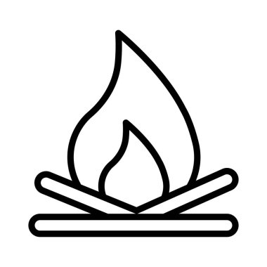 şenlik ateşi ince çizgi vektör simge