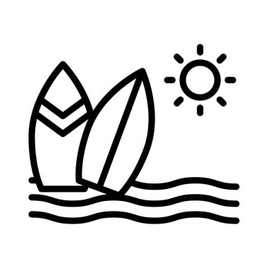 sörf tahtası ince çizgi vektör simgesi