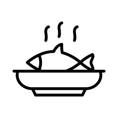 deniz ürünleri ince hat vektör simge