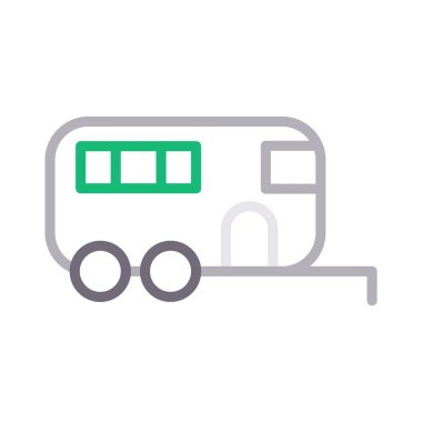 römork renkli çizgi vektör simgesi