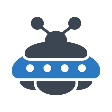 UFO glif renk vektör simgesi